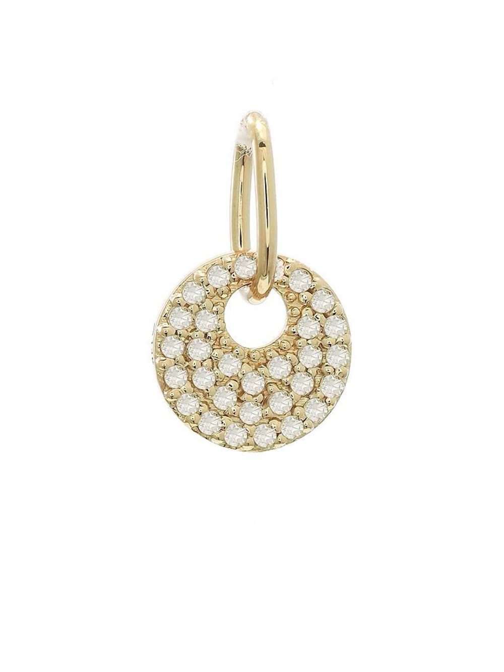 14K Real Solid Yellow Gold Mini Circle Natural Diamond Pendant 0.10ctw 7mm